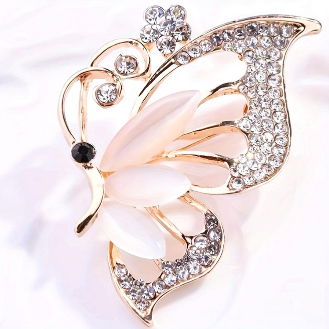 여성용 고급스러운 큐빅 나비모양 브로치 핀