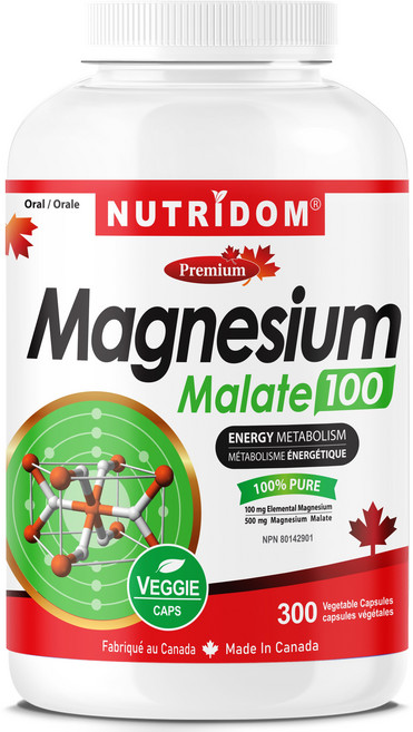뉴트리돔 캐나다 마그네슘 말레이트 100mg 원소마그네슘 함유 500mg 300베지캡슐, 1개, 300정