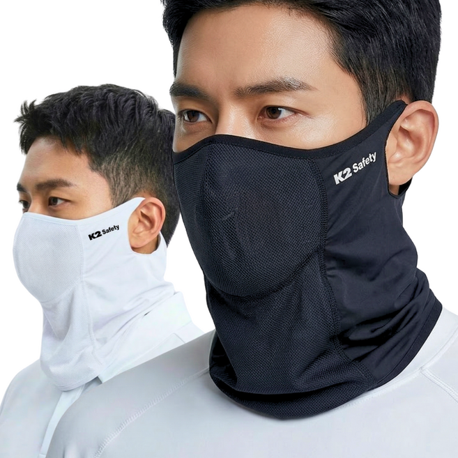 K2 Safety 메쉬 숨편한 가드스카프 멀티스카프+3중 MB필터 5매 증정, 화이트+블랙, 1세트