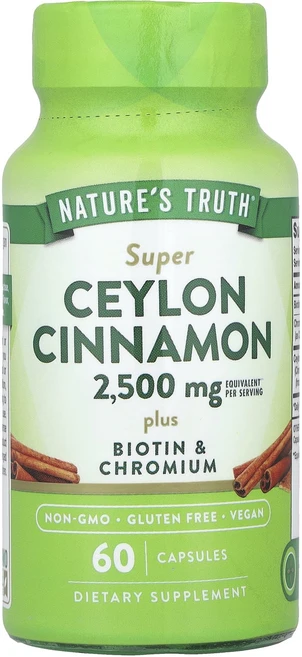 Nature's Truth 슈퍼 실론 시나몬 플러스 비오틴 및 크로뮴 캡슐 60정, NaturesTruth슈퍼실론시나몬플러스비오틴및크로뮴캡, 1개 - 쿠팡