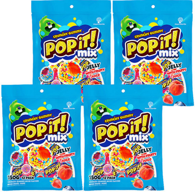 PHAM NGUYEN 팝잇 믹스 젤리 12개입, 150g, 4개