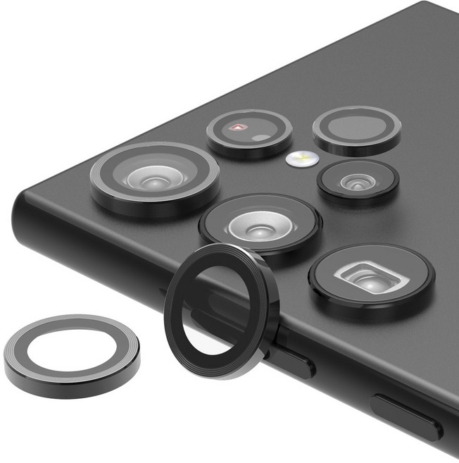 로랜텍 빛번짐 차단 풀커버 휴대폰 카메라 렌즈 프레임 강화유리 보호필름 세트, 1세트