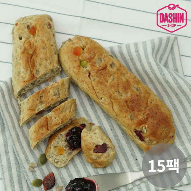 [주문 후 제빵] 통밀당 천연발효 통밀견과스틱빵 132g(2개입) / 아르토스베이커리 비건빵, 132g, 15개