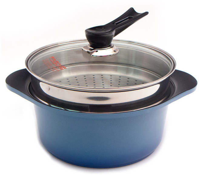 키친아트 에코 세라믹 찜기 양수냄비 24cm, 1개, 블루