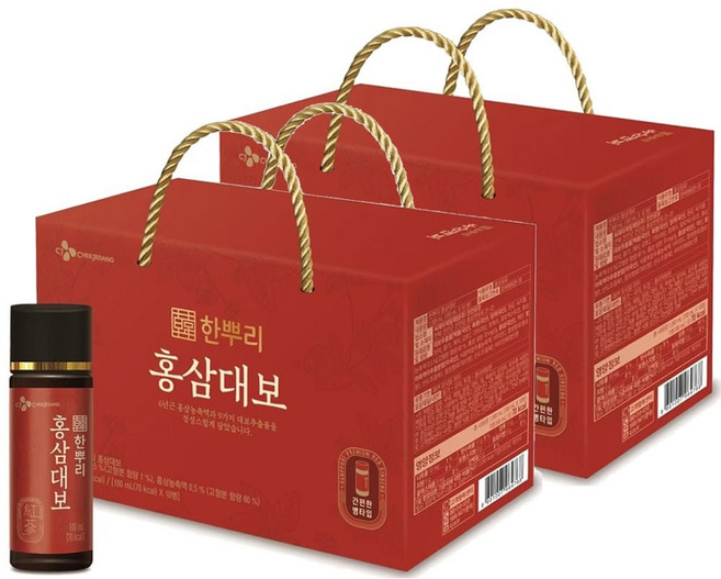 막팔아 CJ제일제당 한뿌리 홍삼대보 100ML x20병 탕비실음료, 1