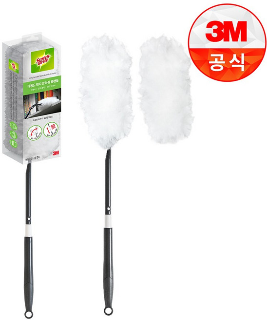 [3M]뉴 다용도 먼지떨이 롱핸들 + 리필 2입, 1개, 화이트