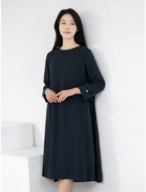 모슬린 엄마옷 라운드 이중 원피스 MQG124179 마담 미시 중년여성 빅사이즈 할머니옷 50대 60대 70대