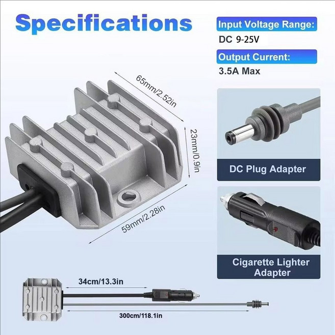 스타링크 미니용 스텝 3.5A로 12V/24V에서 라이터 30V 업 플러그 변환 컨버터, 12V용, 3.5A