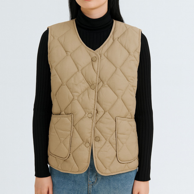 그린나래 따뜻한 여성 퀄팅 초경량 패딩조끼