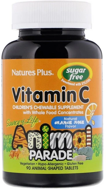 네이쳐스 플러스 애니멀 퍼레이드 어린이용 유아용 비타민C 동물 모양 츄어블 90정, 1개 - 쿠팡