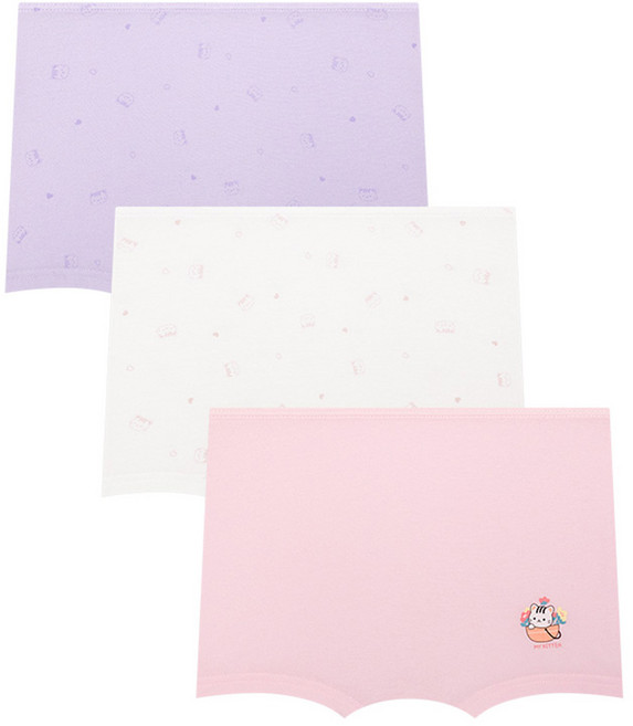 수아팜 여아용 러브캣 쿨 드로즈 3장 세트 (10대 아동 속옷 초등 학생 청소년 사각 팬티 KC인증)