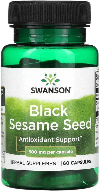 Swanson 검은 참깨 500mg 캡슐 60정, 1개 - 쿠팡