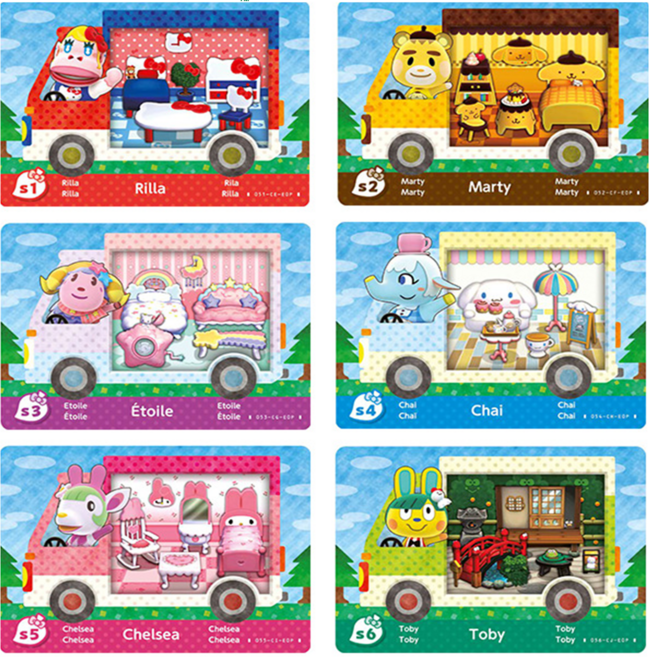 닌텐도 스위치 동물의숲 아미보 카드 산리오 정식발매 새제품, 일반 크기 6종 세트, 1세트