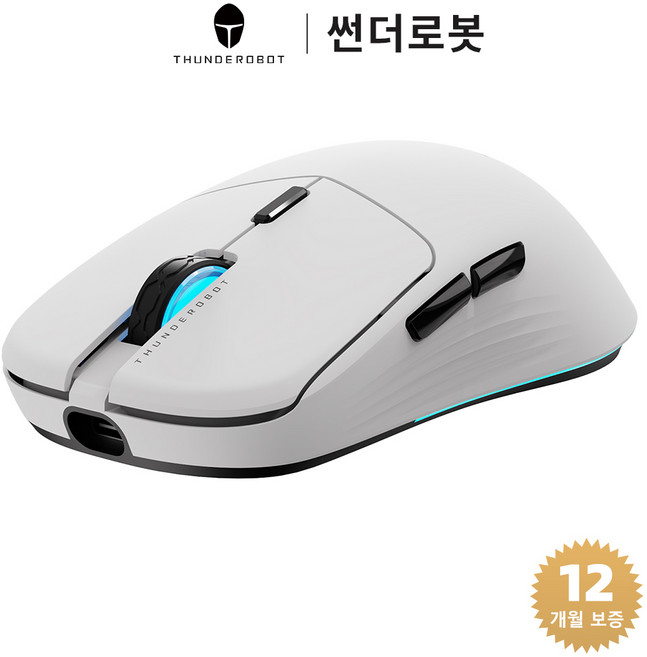 ThundeRobot 썬더로봇 ML7 무선 마우스 경량 인체공학 RGB 게이밍 마우스, 화이트