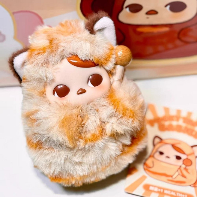 畢奇敲敲系列搪膠發聲毛絨掛件盲盒玩具禮物木魚瑪特PUCKY便宜, 1個, 【木魚財富15cm