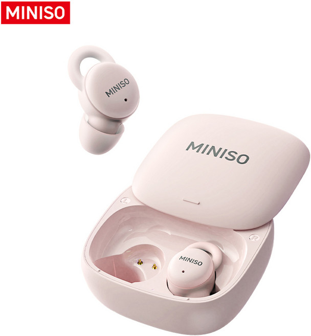MINISO 블루투스 무선 수면 이어폰 잠자는 이어폰 AI 탑재 불면증 해소 아이템, 핑크, X10