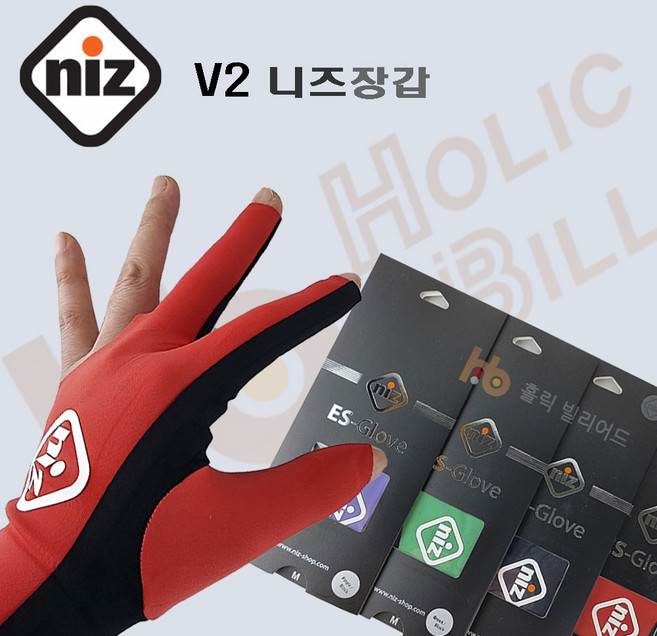 NIZ 니즈장갑 당구장갑 니즈당구장갑 ( V2), 1개, 레드&블랙