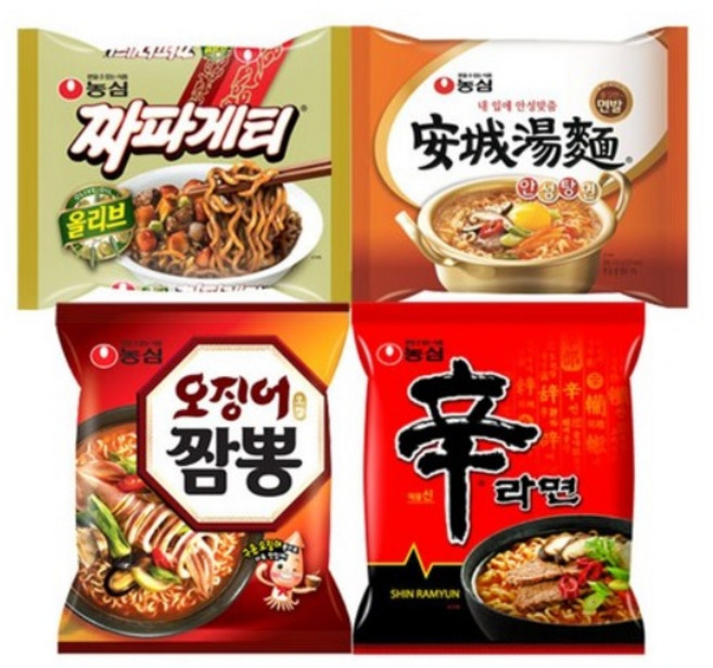 농심 신라면 +안성탕면 +짜파게티 +오징어짬뽕 5봉씩(총20봉), 1개