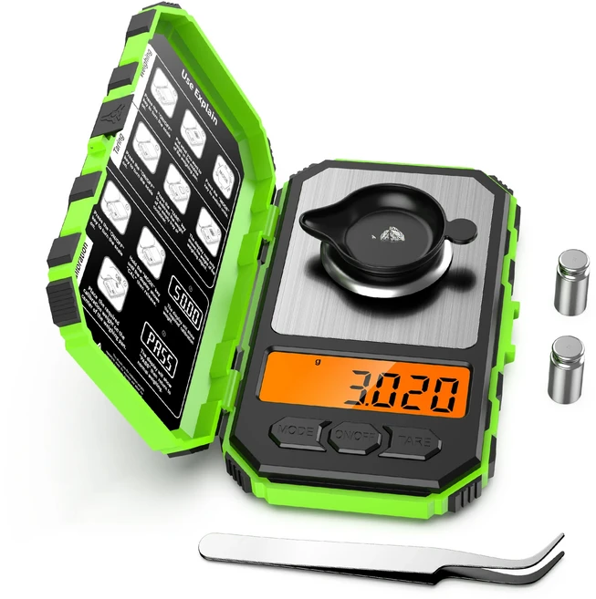 50g 미니 디지털 저울 0.001g 고정밀 포켓 전자 밀리그램 보석 금 무게, 03 Green