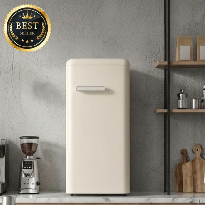 COOLM 1등급 프리미엄 빈티지 냉장고 미니 레트로냉장고 소형 음료수냉장고 업소용 가정용 쇼케이스 사무실 원룸, 72L, 크림화이트