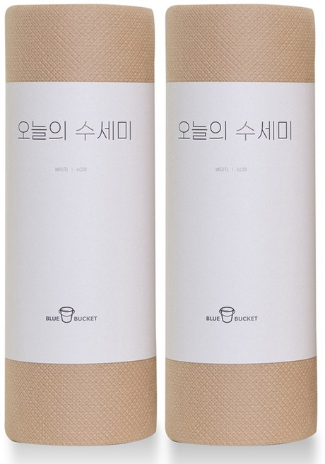 주방의 품격 하루한장 오늘의 수세미 일회용 수세미 1개입 2개, 베이지