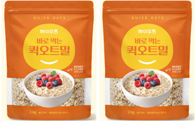 두보식품 헤이오트 퀵오트밀 2kg 2개 오트밀 추천 선물 학생 자취 간편식 간식 귀리 곡물 추천 가성비