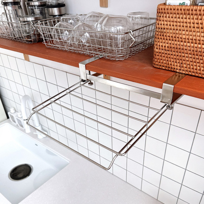 생활탐구 올스텐 공중부양 행주 건조대 주방 수납 정리 행주 고무장갑 수세미 조리도구 걸이, 1개, 스텐 304