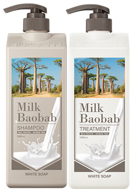 밀크바오밥 오리지널 샴푸 1000ml+트리트먼트 1000ml 화이트솝향, 1세트