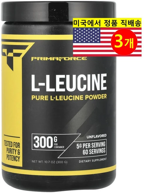Primaforce L-류신 파우더 무맛 L-Leucine, 3개, 300g - 쿠팡