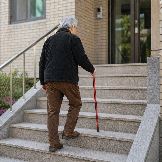 나드리몰 가벼운 길이조절 어르신 지팡이, 1개, 레드