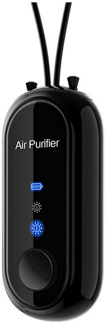 PYHO 휴대용 건강 음이온 목걸이 공기청정기 미니 충전하다 공기청정기, 블랙