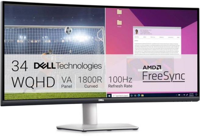 Dell S2721QS 27인치 4K UHD 3840 x 2160 IPS 초박형 베젤 모니터 AMD FreeSync HDMI DisplayPort VESA 인증 Silver, 34 Inches_S3423DWC | USB-C, 1개