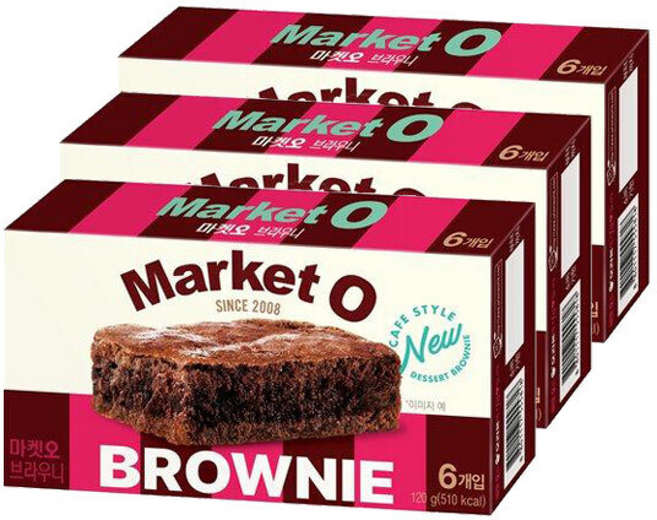 오리온 마켓오 리얼 브라우니, 3개, 120g