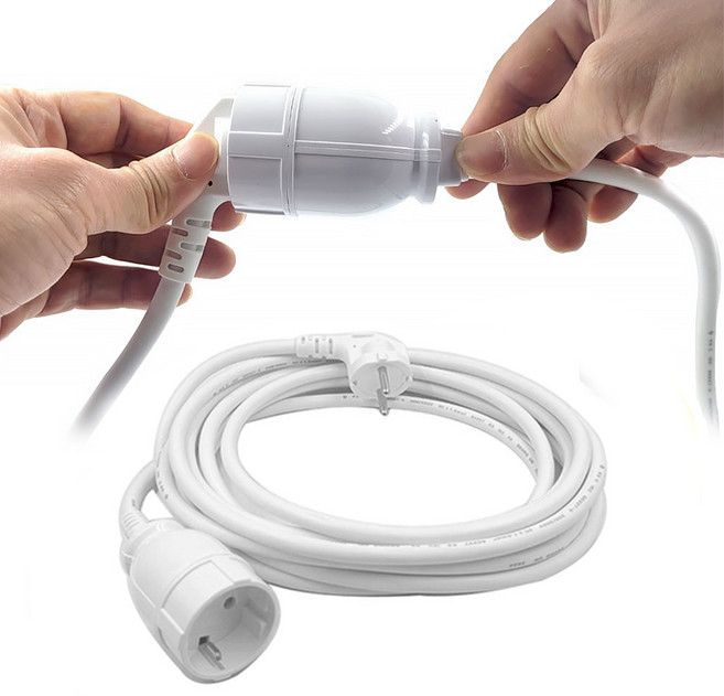 에이케이라온 4000W 고용량 1구 전기연장선 연장코드 백색 황색, 1개, 1구연장선(백색), 1m