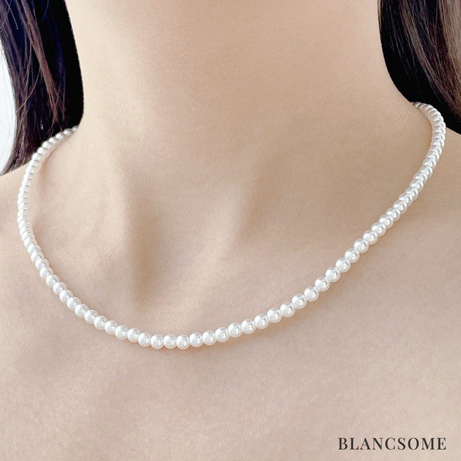 블랑썸 구체형 핵진주 목걸이 천연 진주목걸이 3mm/4mm/5mm/6mm
