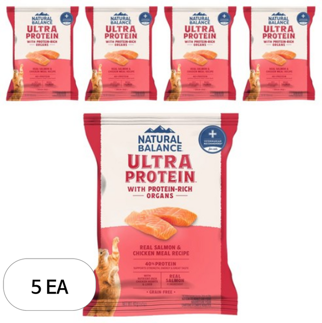 내추럴발란스 전연령 울트라 프로틴 리얼 캣 레시피 건식사료, 닭+연어, 40g, 5개