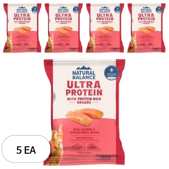 내추럴발란스 전연령 울트라 프로틴 리얼 캣 레시피 건식사료, 닭+연어, 40g, 5개 - 쿠팡