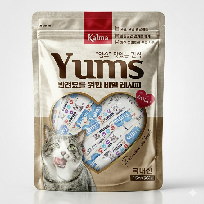 칼마 국내산 고양이 대용량 가성비 짜먹는 간식 얌스 연어 15g x 36개 / 108개