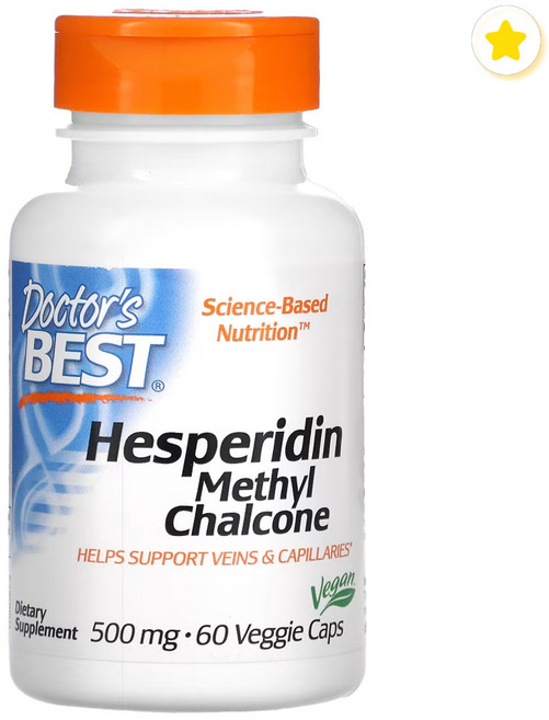 닥터스베스트 Doctor's best 헤스페리딘 Hesperidin 메틸 칼콘 500mg 60베지캡슐 찰콘 메칠 철콘 플라보논 배당체 감귤류 플라보노이드, 1개, 60정