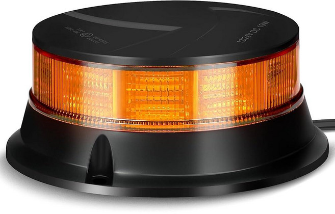 Yinaolan 앰버 비콘 LED 비상 스트로브 조명 7가지 플래시 모드가 있는 9.1cm(3.6인치) 경고등 트럭 건설 차량 및 안전을 위한 IP67 방수 (폴 마운트), 나사 마운트