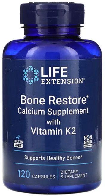 라이프 익스텐션 본 리스토어 비타민K2 120캡슐 칼슘 산화마그네슘 아연, 1정, 1개