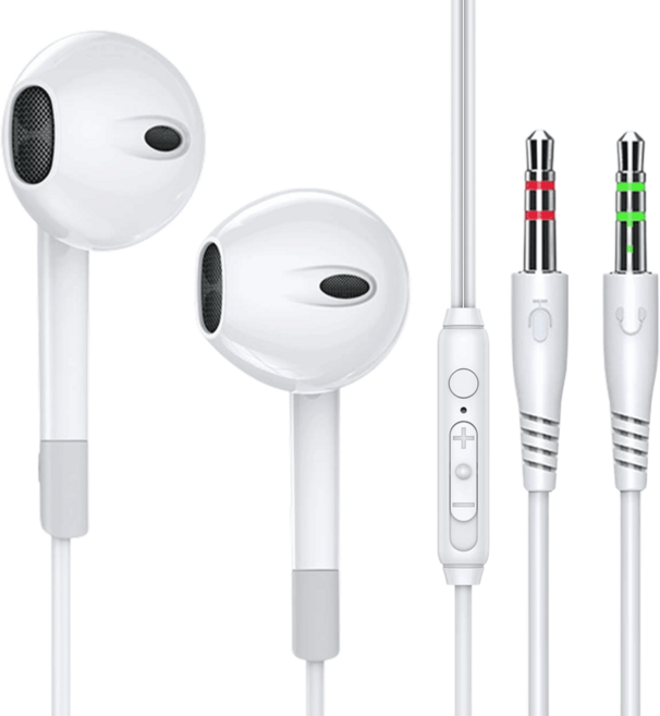 2M 베이직 듀얼잭 스테레오 오픈형 유선 이어폰, 화이트, 3.5mm