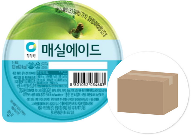 청정원 매실에이드 100ml x 50개입 매실주스 소화음료 박스, 50개