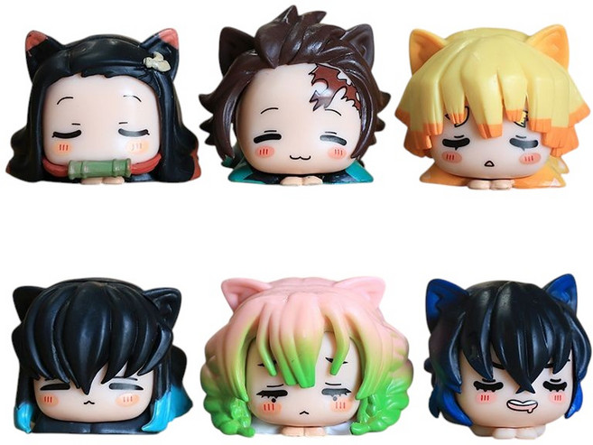 귀멸의 칼날 미니 피규어 6종 세트 애니메이션 굿즈, 1개