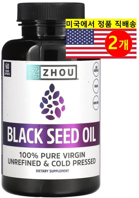 Zhou Nutrition Black Seed Oil 조우 뉴트리션 블랙 씨드 오일 60베지캡슐 2팩, 60정, 2개 - 쿠팡