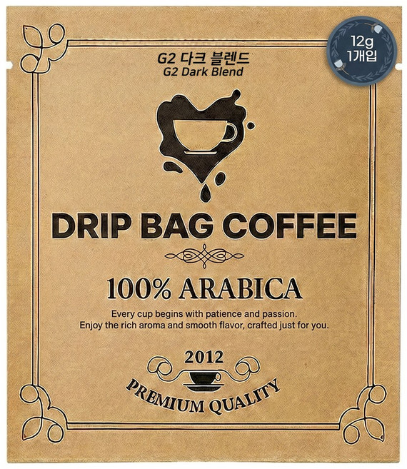 (갓볶은 드립백 원두커피) G2 다크 블렌드, 12g, 2개, 1개입