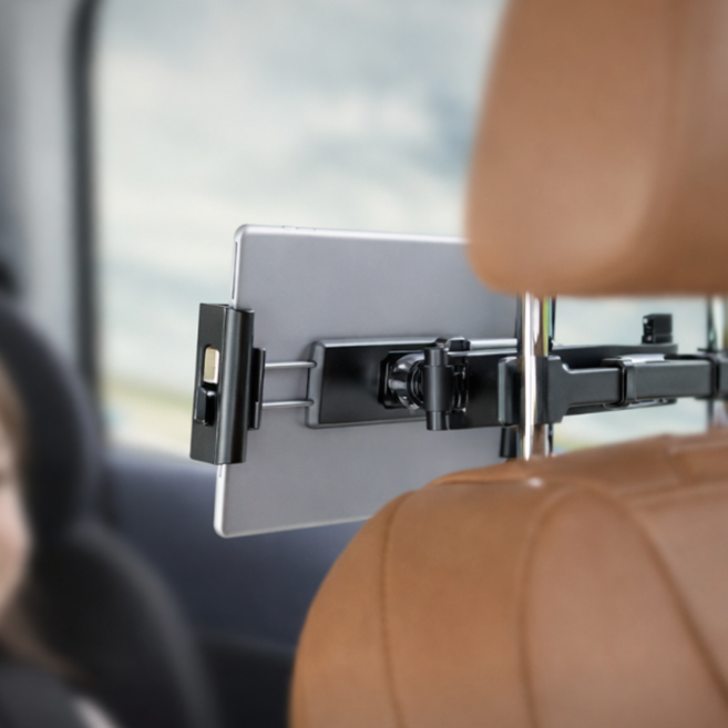 지니원 360도회전 간편설치 안정고정 차량용태블릿거치대, 블랙, 1개