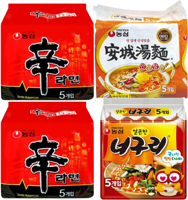 농심 라면 번들 세트 신라면 10입 + 안성탕면 5입 + 너구리 5입 (총 20봉), 20개