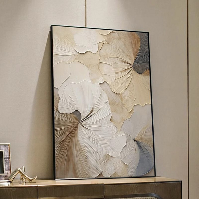 客廳電視背景牆壁畫 餐廳牆面掛畫 餐桌玄關牆上裝飾品 抽象藝術, 繁花,30*40 布膜紋-【高端黑邊】