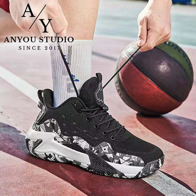 ANYOU 가을 겨울 남성 패션 하이탑 농구화 미끄럼방지 경량 운동화 통기 내마모성 트레이닝화